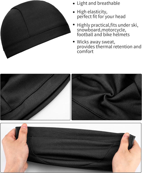 SATINIOR 9 Pcs Cool Skull Cap Helmet Liner Cooling Sweat Moisture-Wicking Beanie Cycling Running Quick-Dry Caps for Men Women...